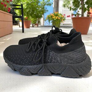 Womens Black Knit Sneakers Size 40‎ Running Shoes Lightweight Cushioned Trainers